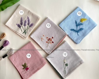 Embroidered Handkerchief Floral, Ladies Embroidery Handkerchief, Linen Handkerchiefs, Custom Women Floral Handkerchiefs