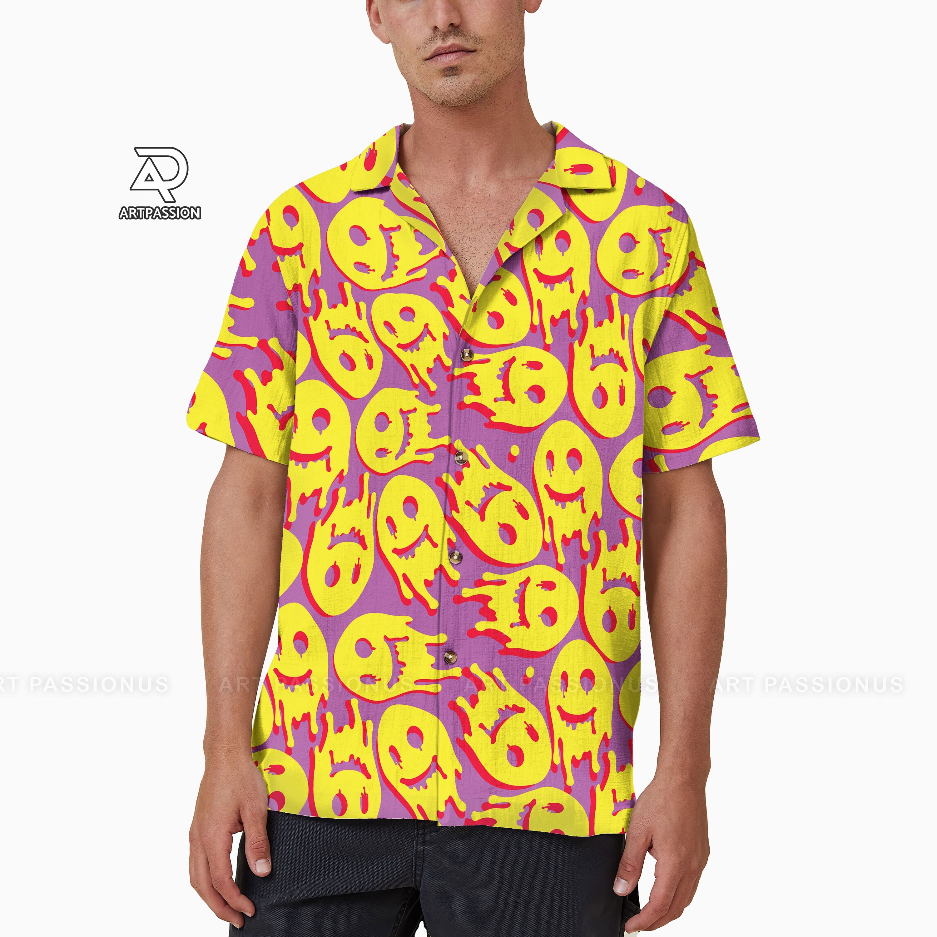 Trippy Blue Mushroom Hawaiian Shirt Button up Mens Shirt Fun -  Denmark