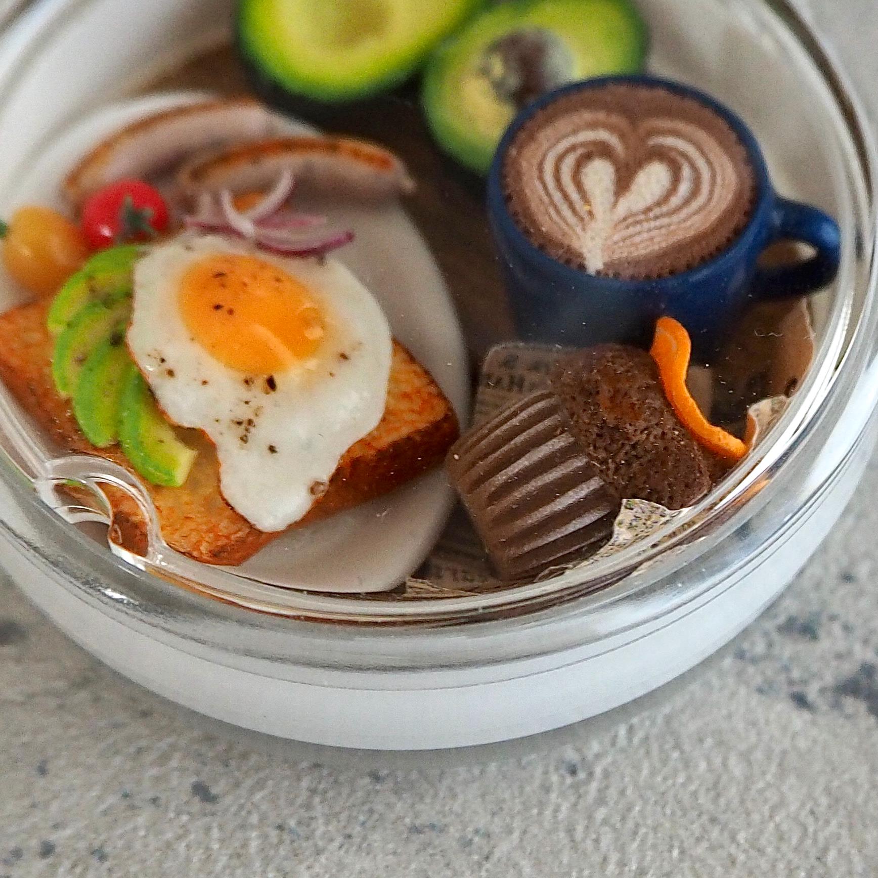 Miniature Breakfast Scene Keychain – Avocado Egg Toast, Latte Art ...