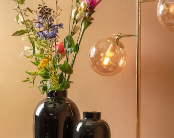 Large black metal vase 28 cm