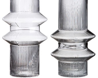 Set of 2 clear glass vases smoke 22 cm height