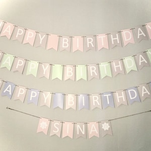 Girlande Geburtstag mit Altersangabe, personalisierte, Wimpelkette, Deko