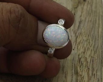 AAA+ Natural Certified Ethiopian Fire Opal Ring: Art Deco Sterling Silver, Rainbow Gemstone