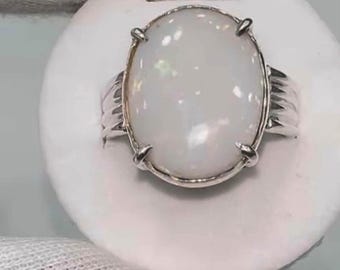 AAA+ Natural Certified Ethiopian Fire Opal Ring: Art Deco Sterling Silver, Rainbow Gemstone