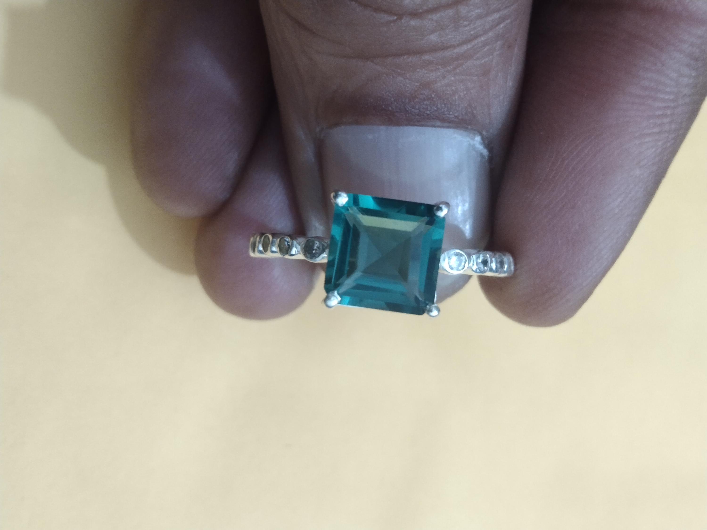 Anello Uomo Argento 925 Con Zaffiro Verdastro-blu 1,70 Ct – Solitario, Made In India, Maharajah Jewels
