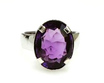 AAA+ Natural Certified Amethyst Sterling Silver Ring: Art Deco Handmade Jewelry