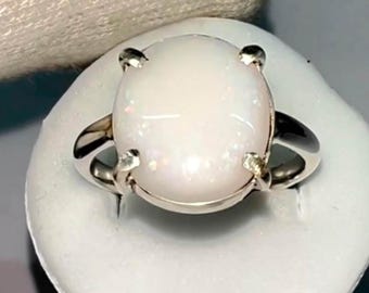 AAA+ Natural Certified Ethiopian Fire Opal Ring: Art Deco Sterling Silver, Rainbow Gemstone
