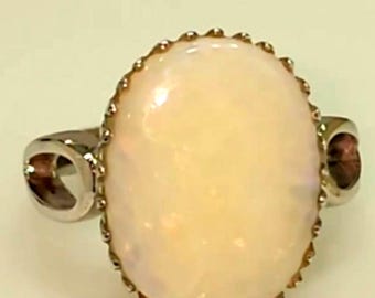 AAA+ Natural Certified Ethiopian Fire Opal Ring: 5.5 Carat Sterling Silver Art Deco Ring