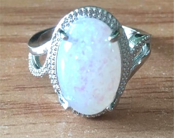 AAA+ Natural Certified Ethiopian Fire Opal Ring: Art Deco Sterling Silver, Rainbow Gemstone