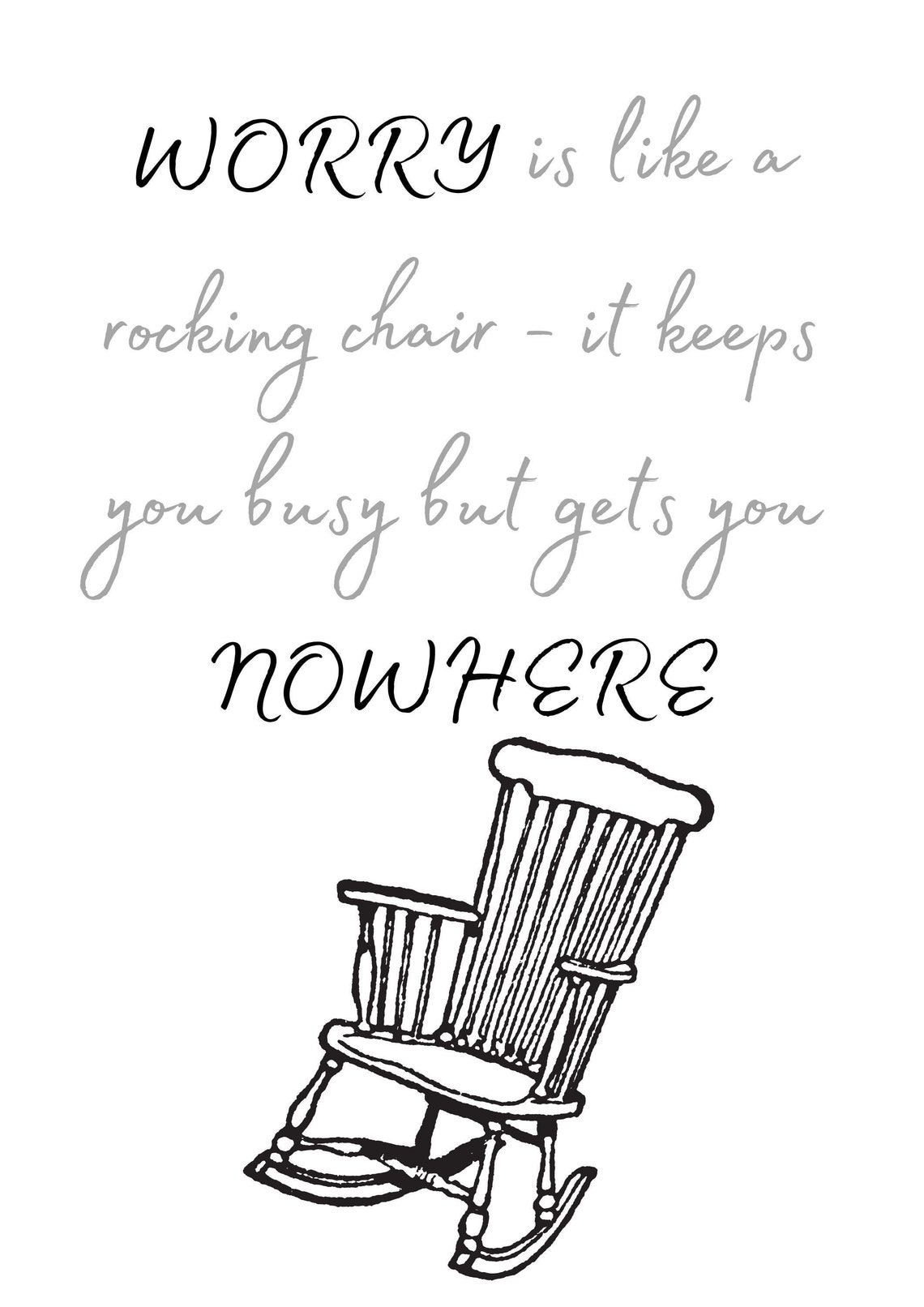 Worry Rocking Chair Wall Art Quotes Motivational Digital A4 - Etsy