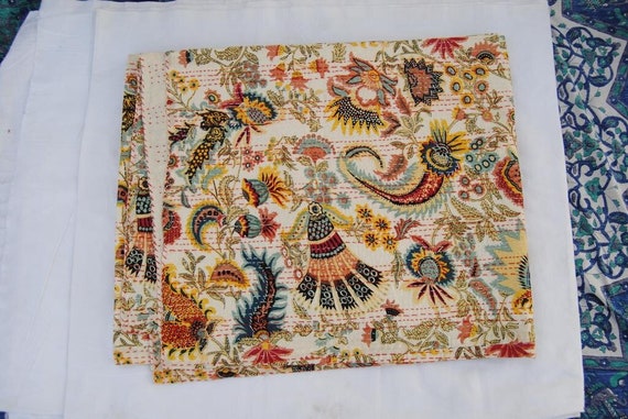 Indian Kantha Quilt Beautiful Handlock Kantha Quilt Indian Bedspread Queen And Twin Size Boho Kantha Quilt Indian Bedcover Cotton Handmade