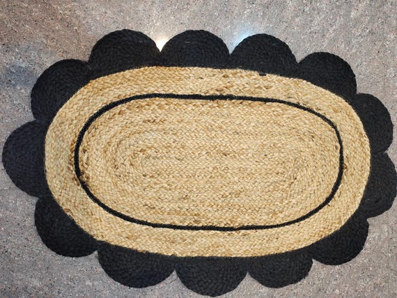 Brown Ovale Jute Rug Handmade Cotton Rug For Entry Way Home Décor Kalin Yoga Mats 4x4 7x7 9x9 Feet