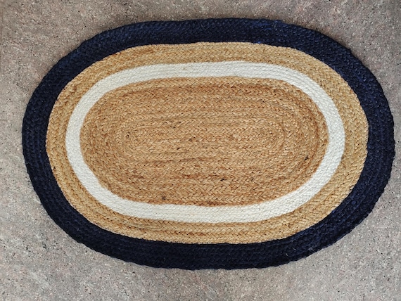 Brown Ovale Jute Rug Handmade Cotton Caret For Bedroom Home Décor Kalin Jute Yoga Mats