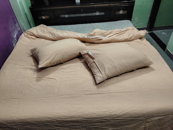 Soft Beige Cotton Duvet Cover Set: Modern Neutral Bedding, Quilt Cover, home decor