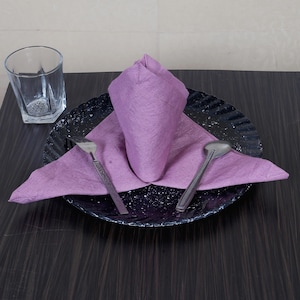 Handmade Purple Linen Dinner Napkins: Party & Wedding Table Decor
