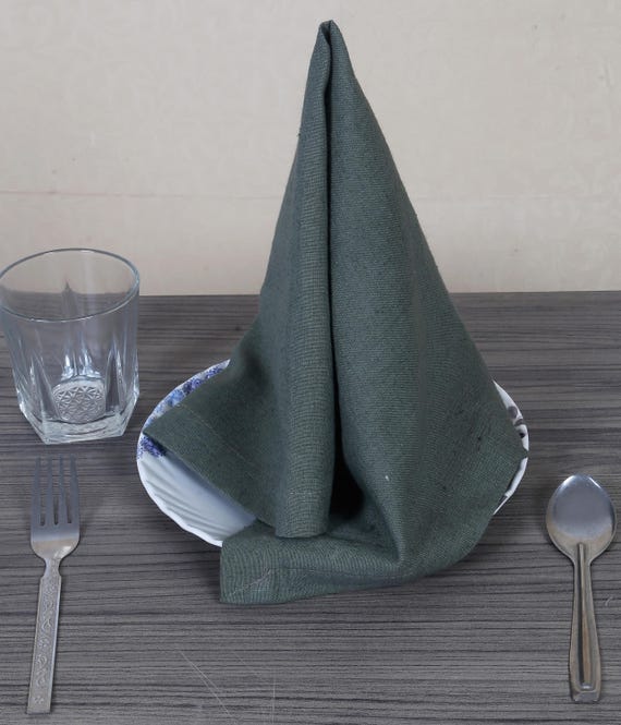 Handmade Linen Napkins 500 Pack Cloths Dining Table Wedding Napkins , Stone Washed Dark Green Napkins Reusable Eco- Friendly Party