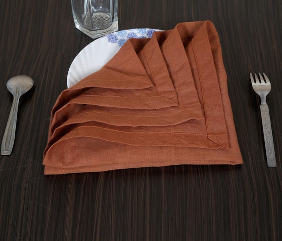 200 Pack Of Linen Napkins, Terracotta Handmade Soft Dinner Napkin, Stone Washed Reusable Cloths Napkin, Kitchen Napkin