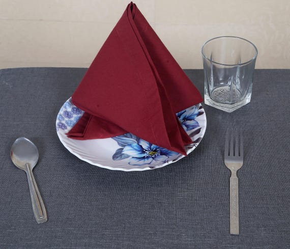 Burgundy Cotton Napkins: Washable Party & Wedding Dinner Napkins