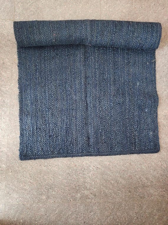 Vintage For Living Room Handmade Jute Rug Cotton Carpet Home Décor Kalin Yoga Mats Navy Blue Rectangle Carpet