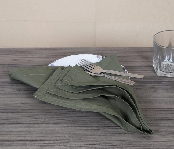 100 Pack Dark Green Cotton Napkins, Soft Washed Table Napkin, Dinner Napkin Large Napkin Wedding Linen Handmade Napkin Custom Size Napkin