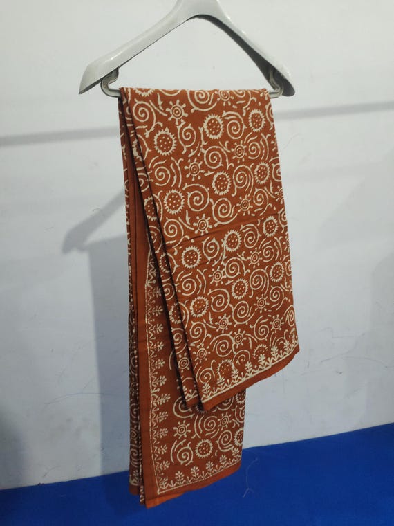 Hand Block Print Cotton Sarong: Gold Foil Beach Cover-Up