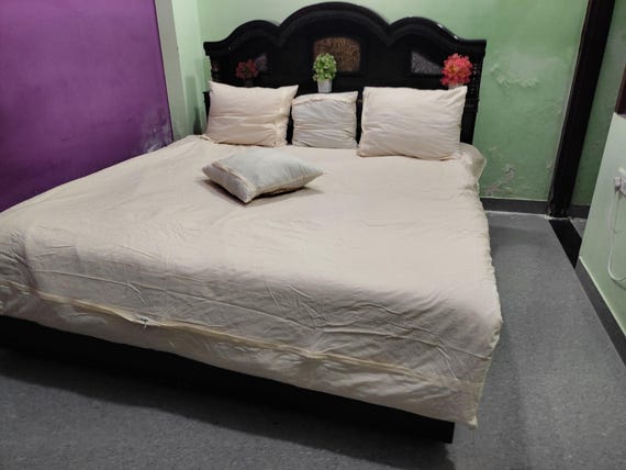 3 Pcs Cotton Duvet Cover, Cream Solid Neutral Bedding with Pillow Shams, Home Decor