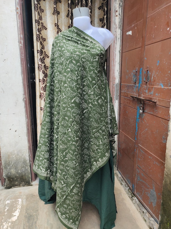 Boho Sarong Wrap – Bichi Block Print Cotton with Gold Foil Trim | Lightweight Beach Cover-Up, Scarf, Skirt & Shawl – Versatile Boho Style
