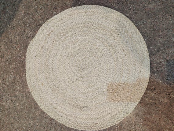 Cream Pure Jute Round Rug Handmade Cotton Round Rug Living Room Carpets Home Décor Yoga Mats 4x4 7x7 9x9 Feet