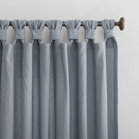 Storm Blue Linen Curtains – Modern Window Panels, Light Filtering Drapes, Farmhouse & Minimalist Home Décor