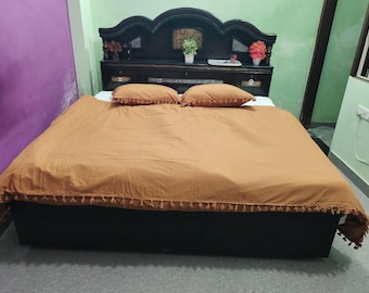 Terracotta Tassel Duvet Cover Set: 100% Cotton Bedding with Pillowcases
