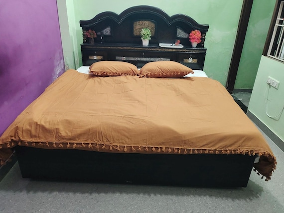 Terracotta Tassel Duvet Cover Set: 100% Cotton Bedding with Pillowcases