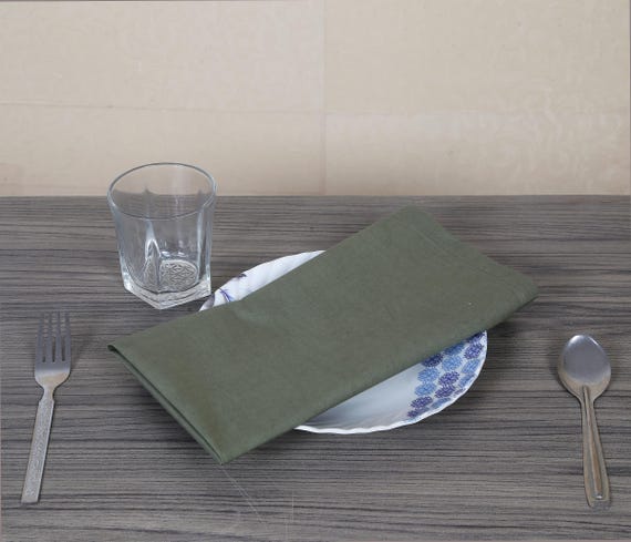 100 Pack Dark Green Cotton Napkins: Handmade Wedding Linen
