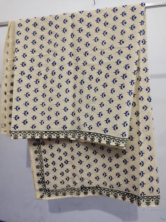 Hand Block Print Cotton Sarong, Beige Beach Cover-Up Resort Garment For Women