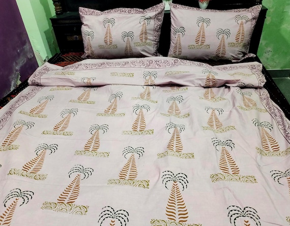 Hand Block Printed King Cotton Duvet Cover Set – Boho Bedding, Queen Size Comforter Cover