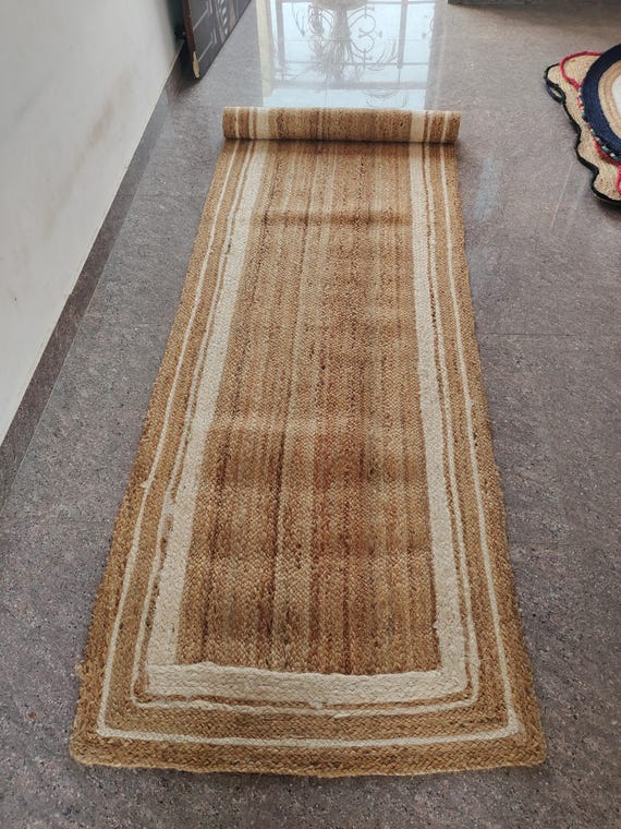 Jute Rug Handmade Cotton Rug For Entry Way Home Décor Kalin Yoga Mats Brown Rectangle Carpet