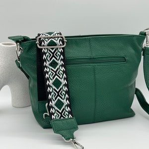 Green Crossbody Soft Vegan Leather Bag Removeable Shoulder Strap + Woven Strap Holiday