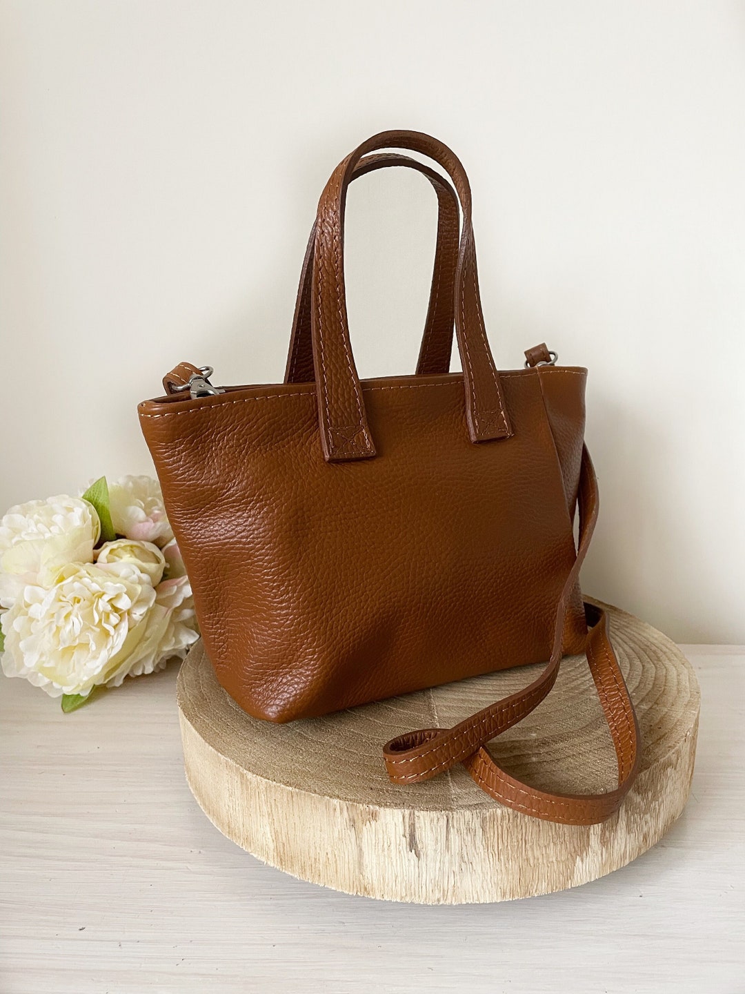 Tan Leather Crossbody Bag Womens Shoulder/carry Adjustable/removable