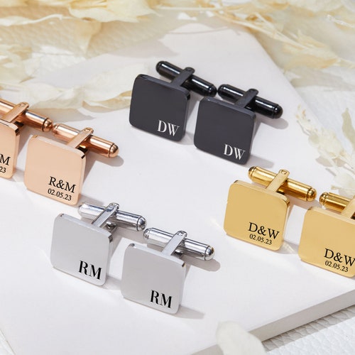 Personalized Engraving Cufflinks Square Cufflinks Custom Cuff Etsy UK