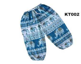 Hippie Boho Children's Thai Elephant Trousers for boys and girls. Ideal for beach holidays, hot weather, exercise, playtime, kiddies pyjamas