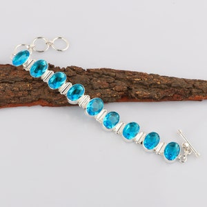 Blue Topaz Sterling Silver Bracelet: Handmade Gemstone Jewelry