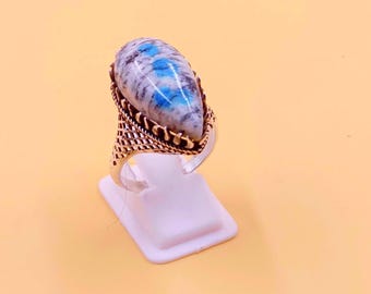 Handmade K2 Jasper Ring: 925 Sterling Silver Statement Ring (13/25 mm)