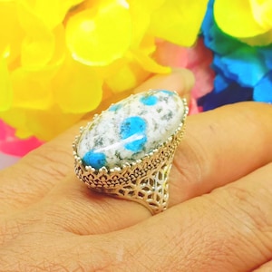Handmade K2 Jasper Ring: 925 Sterling Silver Statement Ring (13/25 mm)