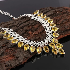 Yellow Citrine Gemstone Handmade Pendant Necklace 18&quot;| 925 Sterling Silver Jewelry Necklace, New Style Necklace, Perfect for Men and Women.