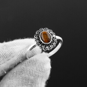 Natural Tiger's Eye Oval Gemstone Handmade Ring, 925 Sterling Silver Jewelry Tiger's Eye Ring Perfect Gift For Women. Statement Ring,4/6 MM