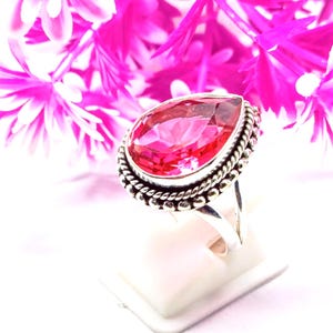 Handmade Sterling Silver Ruby Lite Statement Ring - 12/16mm