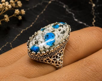 Handmade K2 Jasper Ring: 925 Sterling Silver Statement Ring (13/25 mm)