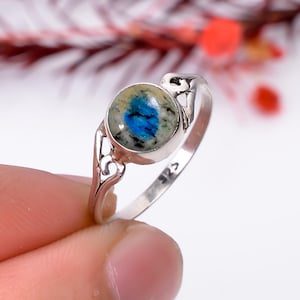 Handmade K2 Jasper Ring: 925 Sterling Silver Statement Ring, 7mm