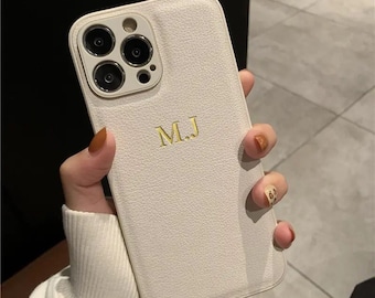 Personalised initial leather look phone case