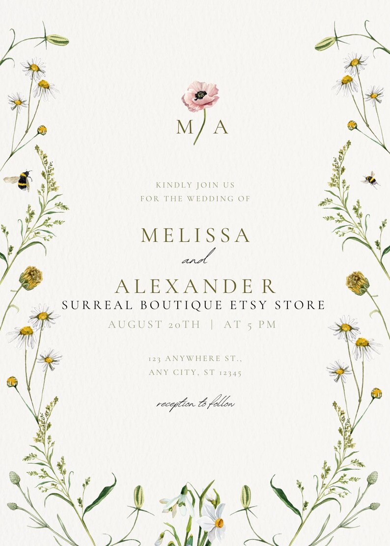 Wedding Invitation Template Etsy