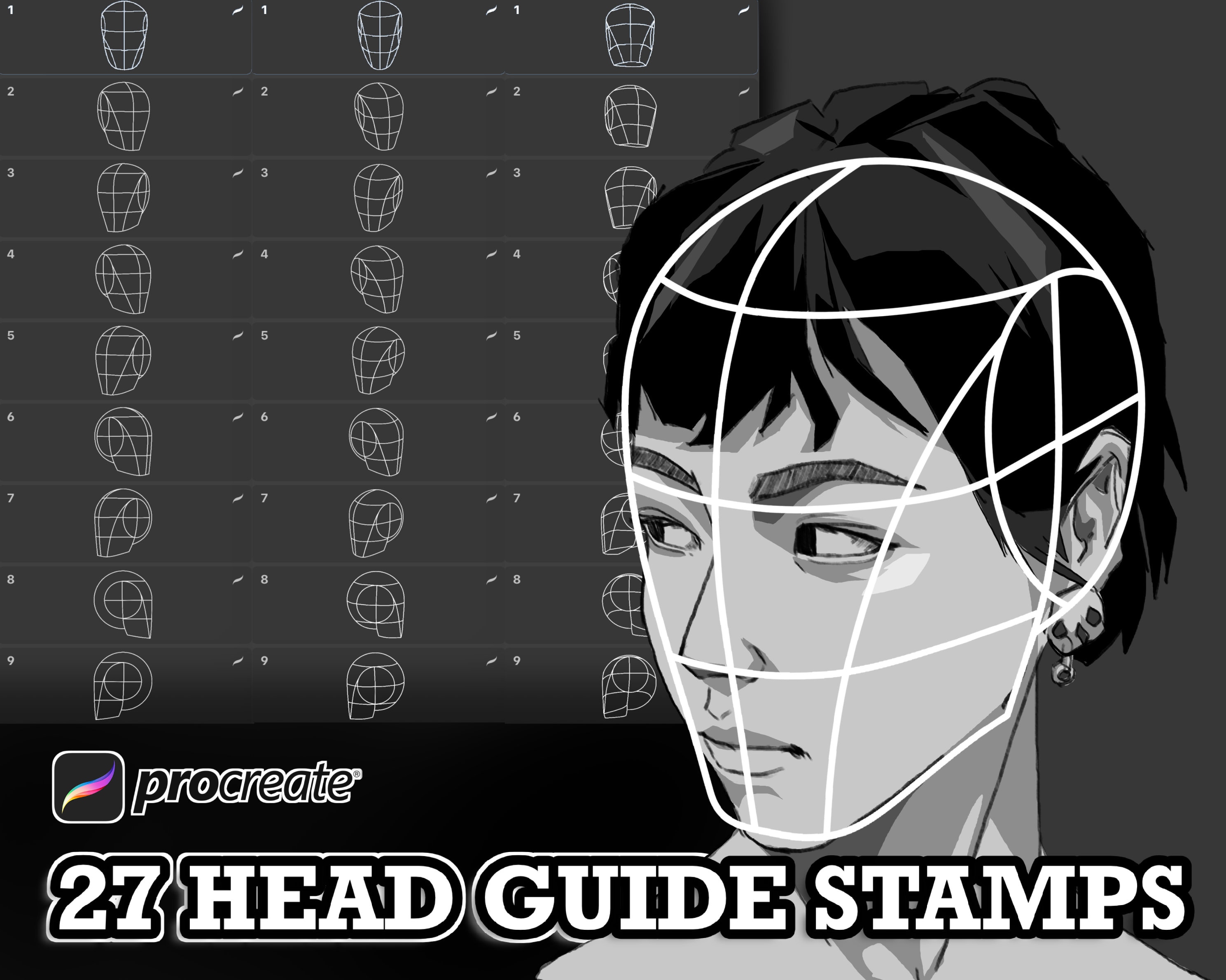 free procreate head stamps